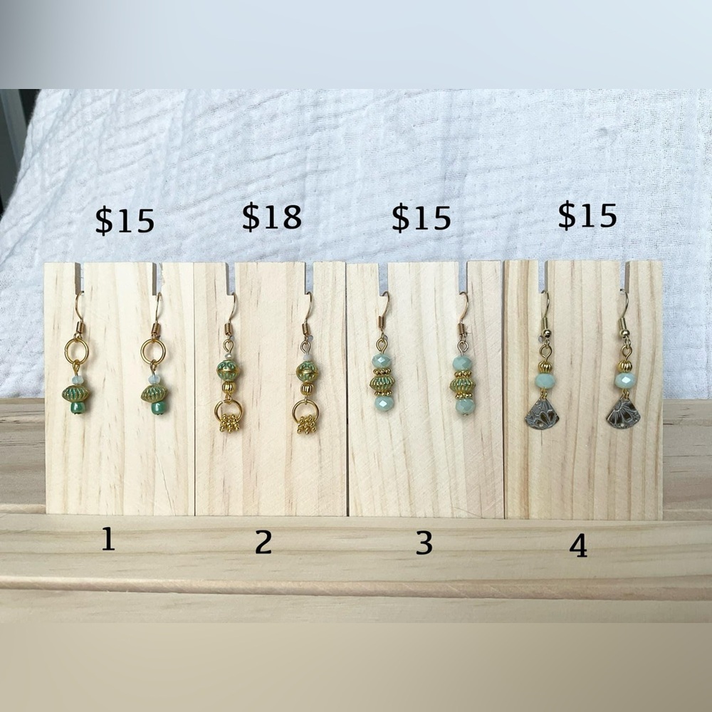 Dainty Gold and teal Earrings